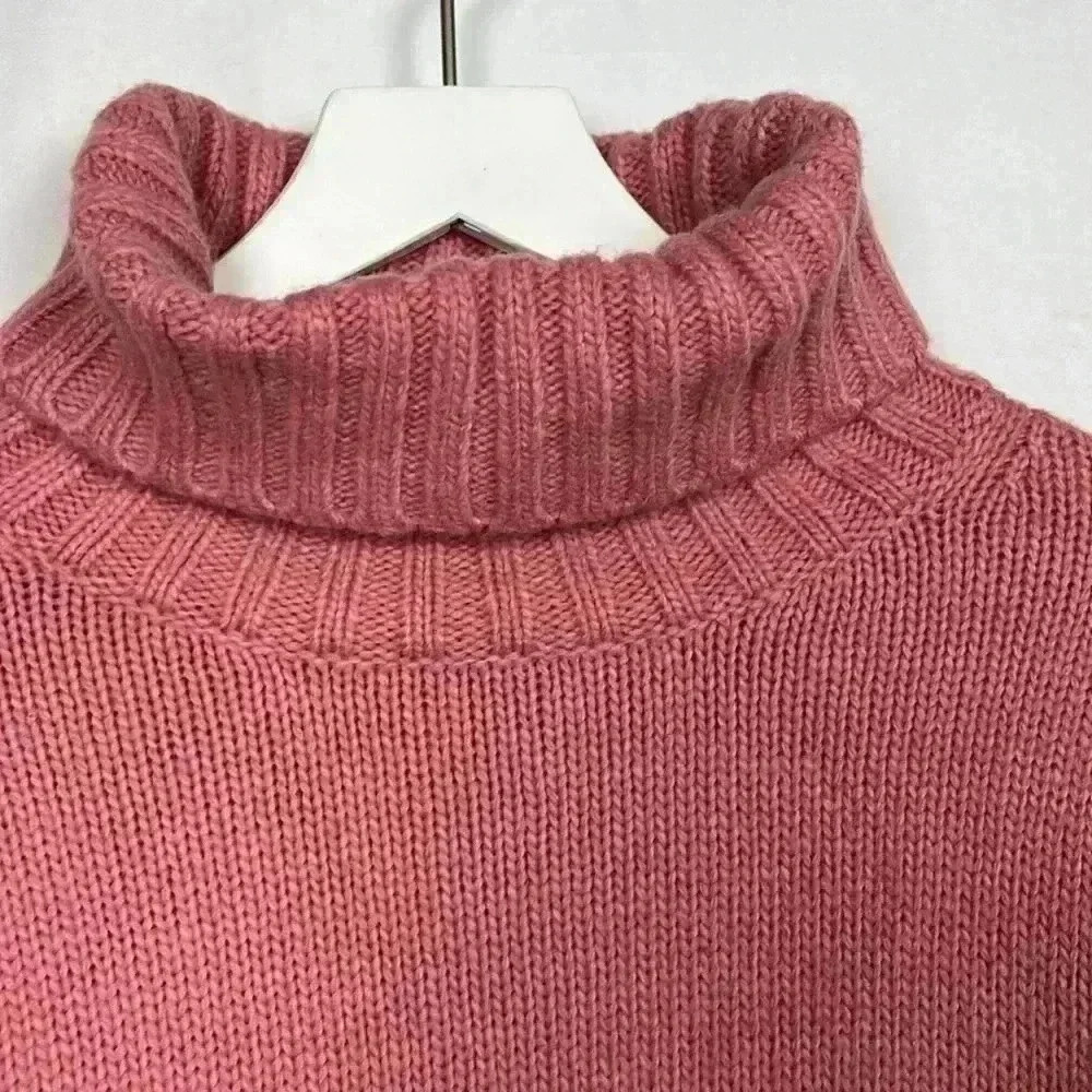 Ann Taylor Womens Knit Tunic Red/Pink/Brown Turtleneck Raglan Sleeve Soft Casual - Picture 3 of 11